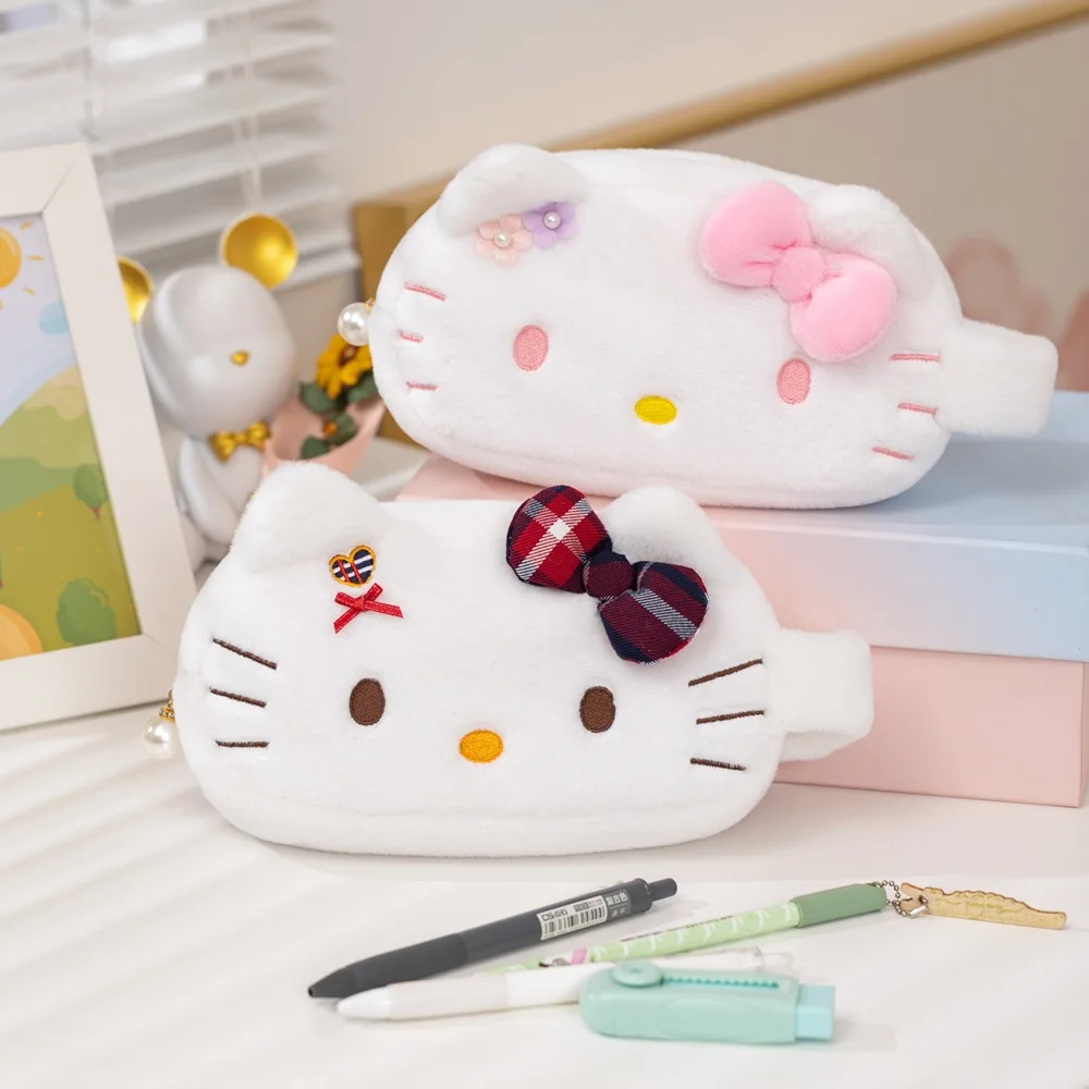 

Miniso Hellokitty плюшевая сумка-карандаш аниме Kawaii студенческая большая вместительная сумка для канцелярских принадлежностей школьные призы подарки на день рождения для девочек