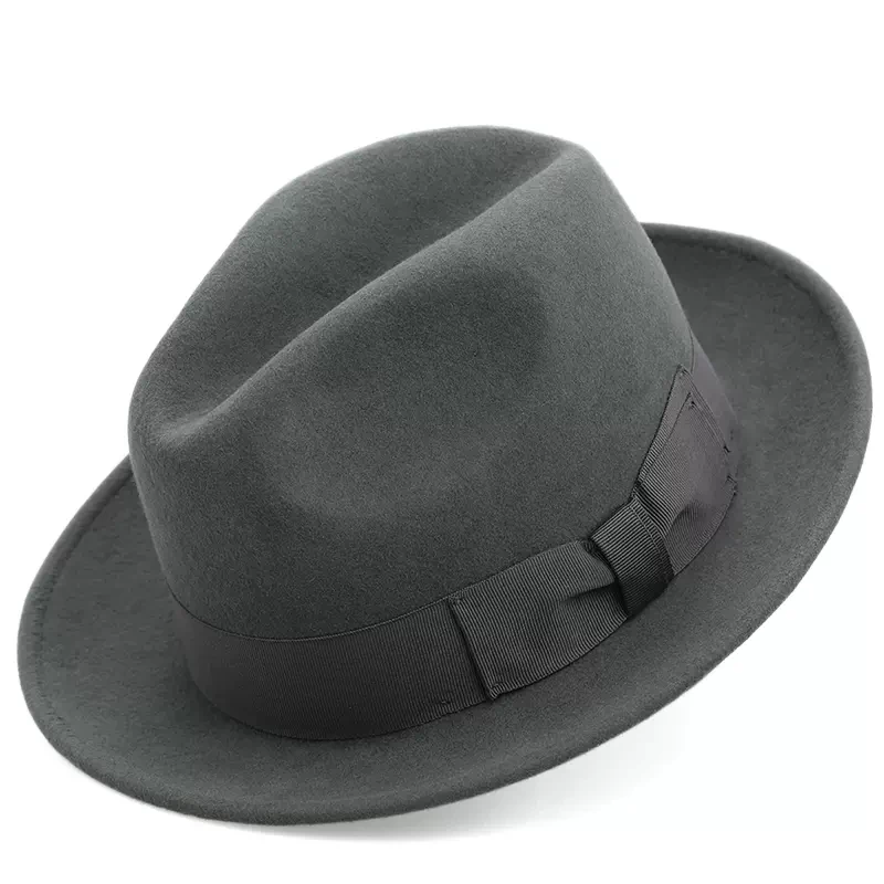 

Fedora for Men Women Short Brim Traveller Wool Felt Hat Unisex Classic Manhattan Structured Gangster Trilby Hat