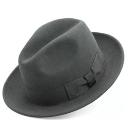 Fedora dla mężczyzn kobiet podróżnik z krótkim rondem kapelusz z filcu wełnianego Unisex klasyczny Manhattan zorganizowany filcowy kapelusz gangsterski