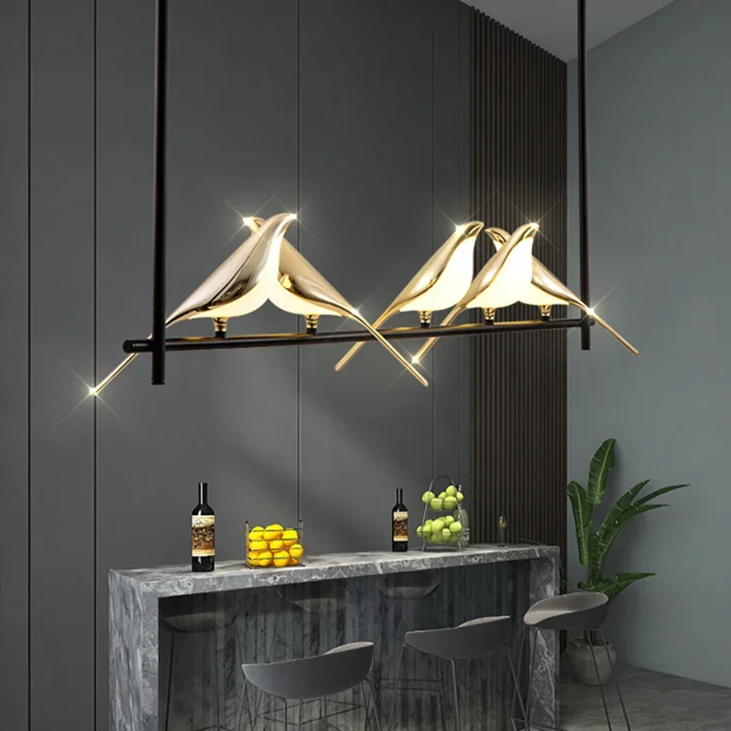 

New LED Chandelier with Birds Led Designer Teen Room Table Dining Kitchen Accesories Home Decor Luminaires Hanging Pendant Lamp