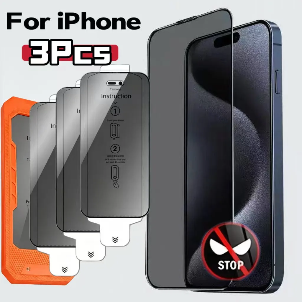 

3Pcs Anti Spy Privacy Tempered Glass Screen Protector For iPhone 17 Pro Max 16 15 14 13 16E