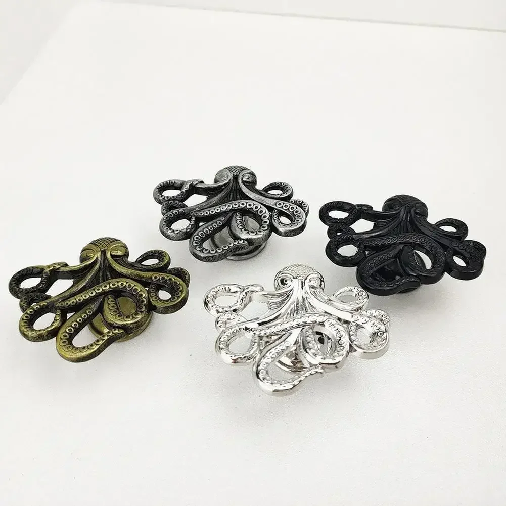 Creative Retro Octopus Shape Furniture Handle Solid Zinc Alloy Pull Dresser Drawer Knobs Kitchen Cabinet Pull Furniture Hardware