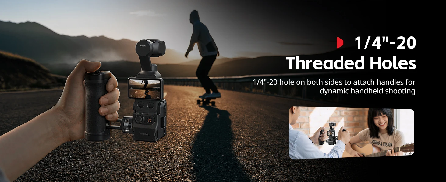 SmallRig Pocket 4 Alloy-Schutzkäfig für DJI Osmo Pocket 4 Erweiterungsadapter-Zubehör mit 1/4"-20 Positionierlöchern 6002 – Detail 3