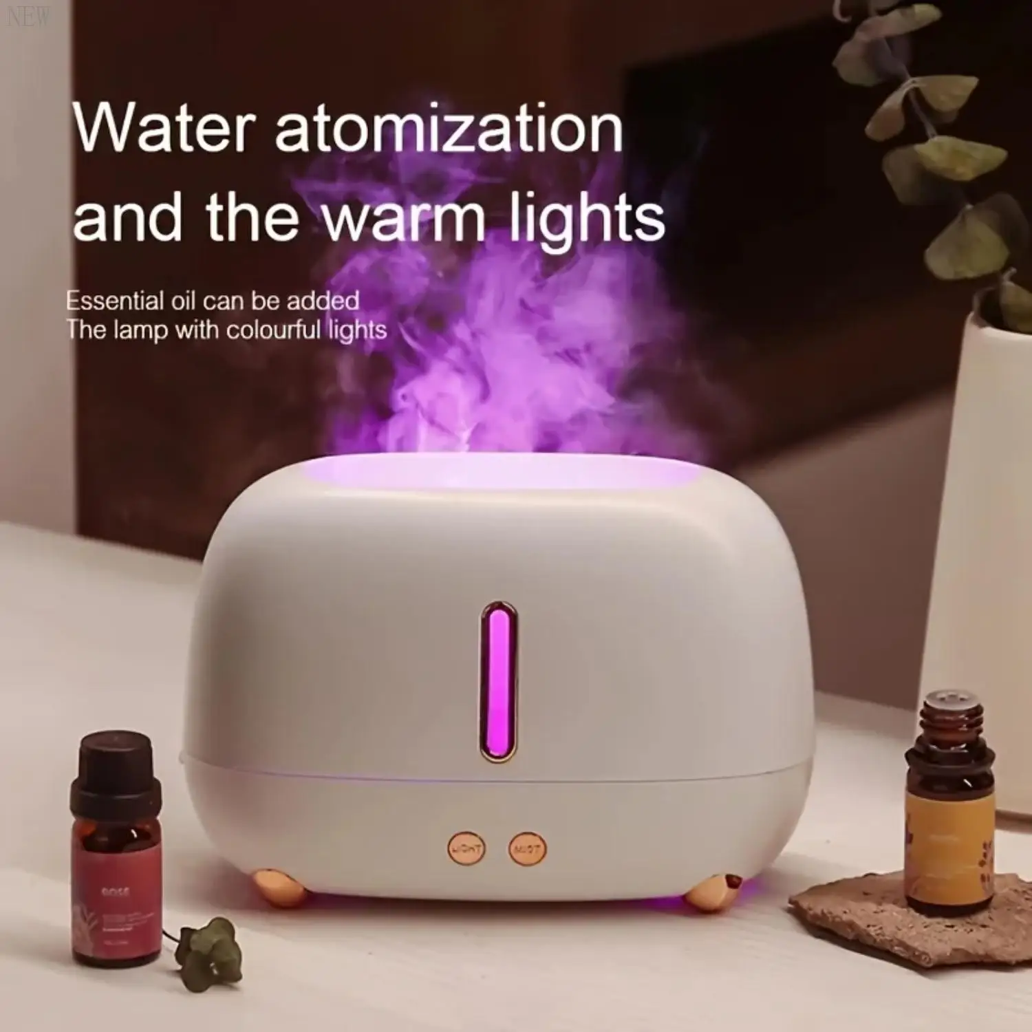 NEW Compact, Colorful and Portable Mini USB LED Room 3D Fire Flame Cool Mist Essential Oil Diffuser - Lightweight and Small H2O 