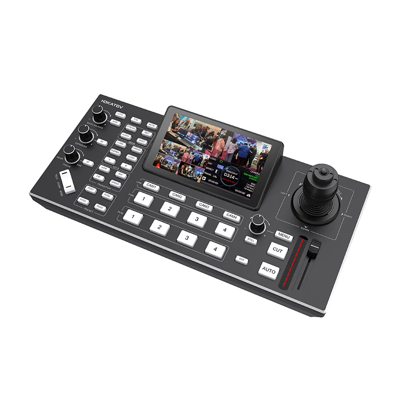 

4 Channels 5 Inch FHD LCD Screen Video Switcher 4D Joystick PTZ Control Supports Over IP Control Protocol For Sports Event