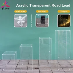 Baby Shower Birthday Backdrop Decorations Acrylic Transparent Road Lead Cuboid Table Stand Clear Display Frame Party Supplies