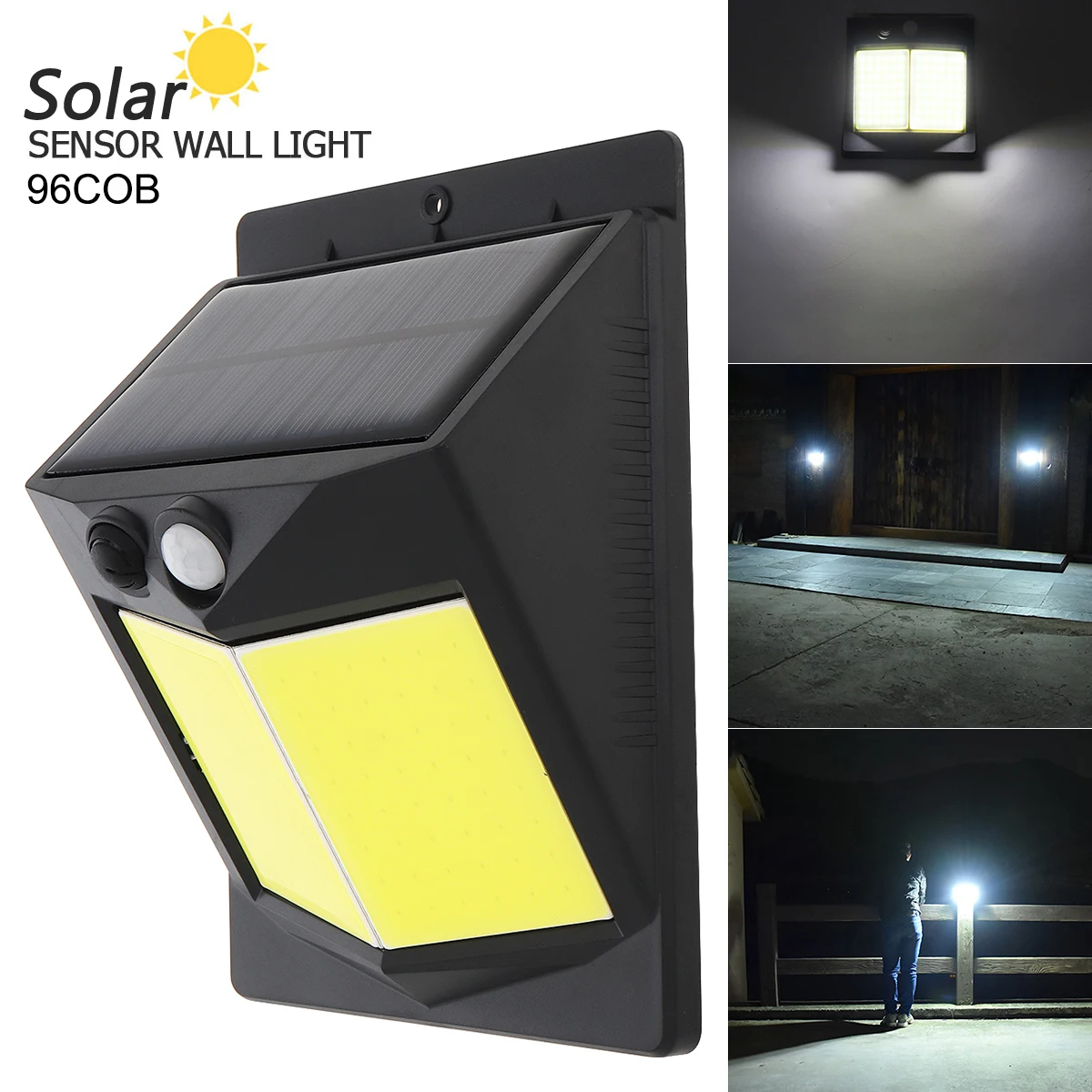 

96COB 400LM LED Solar Motion Sensor Light Controlled Human Body Sensing Solar Wall Light Induction Lamp for Illuminating