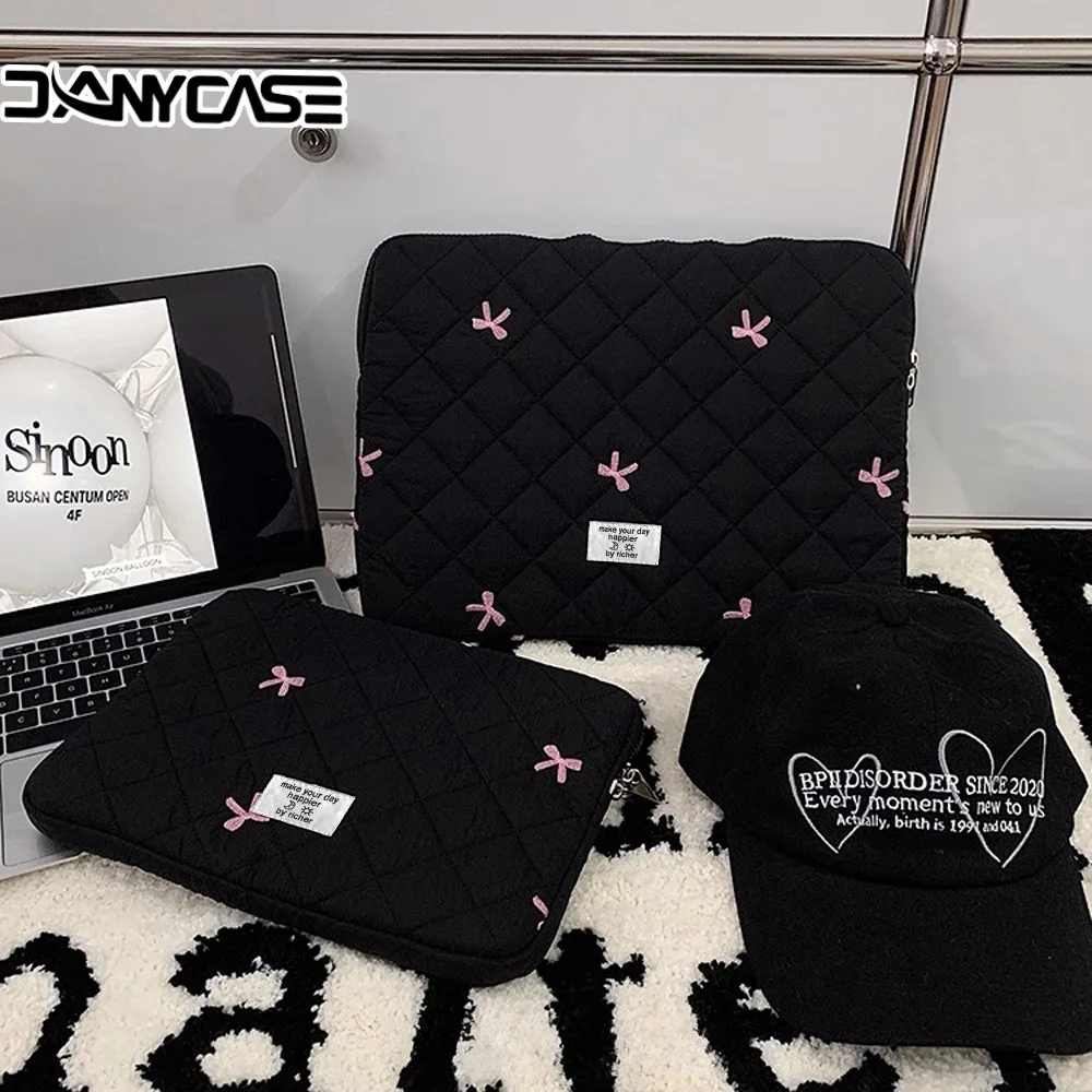 New Bowknot Fluffy Laptop Bag 11/13/15In Shockproof Tablet Sleeve Case Printing Computer Cover Bag for iPad Tablet Protection