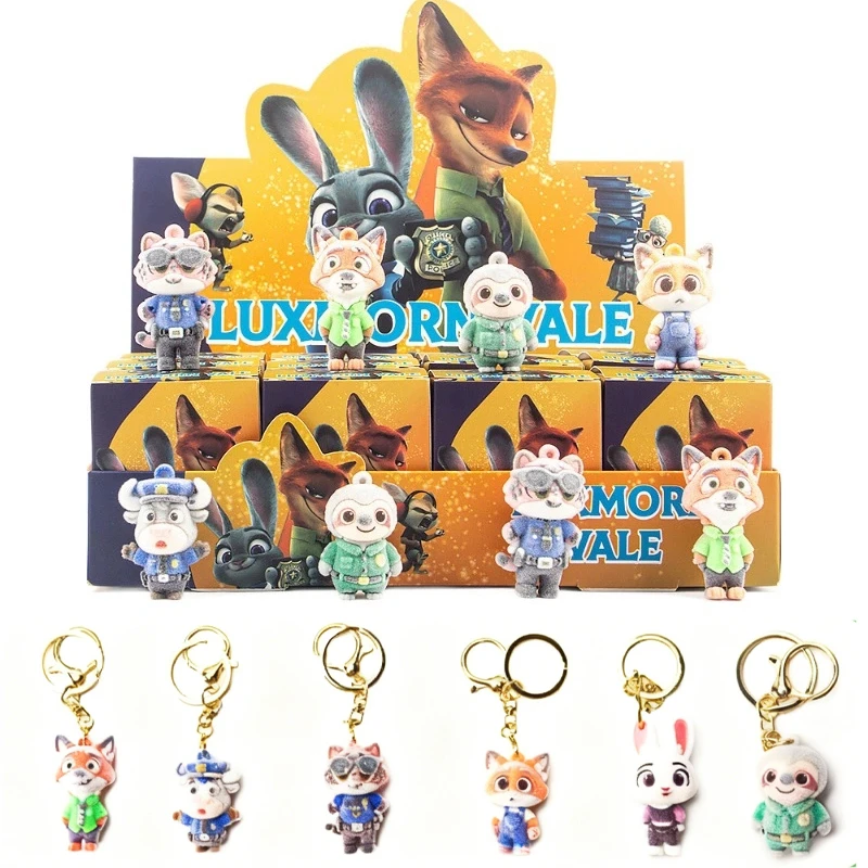 Disney Zootopia Series Blind Box Mini Flocking Keychain Trendy Blind Box Collectible Mystery Box Birthday Festival Gift for Bag
