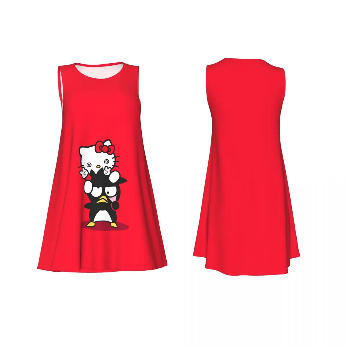 Custom Cool BADBADTZ-MARU Women's Sleeveless Dress Cartoon Sundress Casual Pockets For Travel Beach Dress