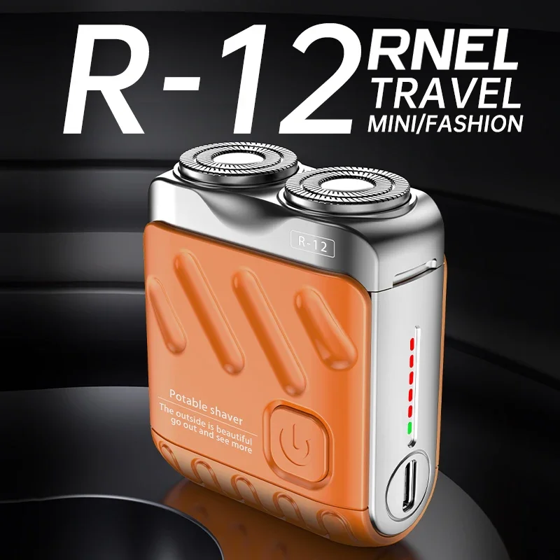 

Мужская электробритва, переносная с двойной головкой, водонепроницаемая мини-перезаряжаемая бритва типа C, дорожная роторная бритва, триммер для волос, бороды, инструмент