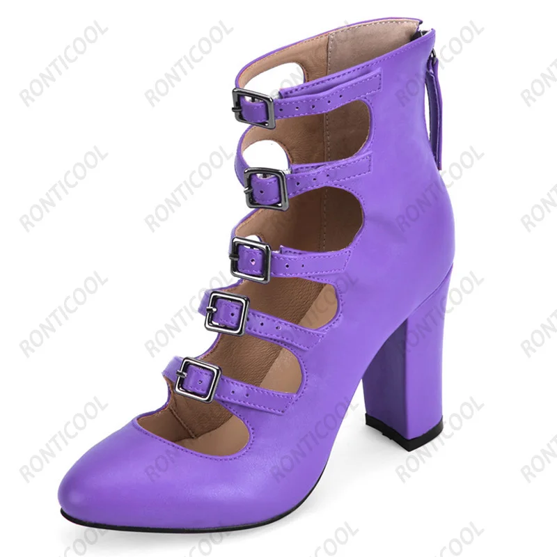 

Ronticool Mary Janes женские туфли-лодочки с пряжкой на молнии сзади на массивном каблуке с круглым носком, 13-цветные вечерние туфли, женские размеры США, большие размеры 5-15