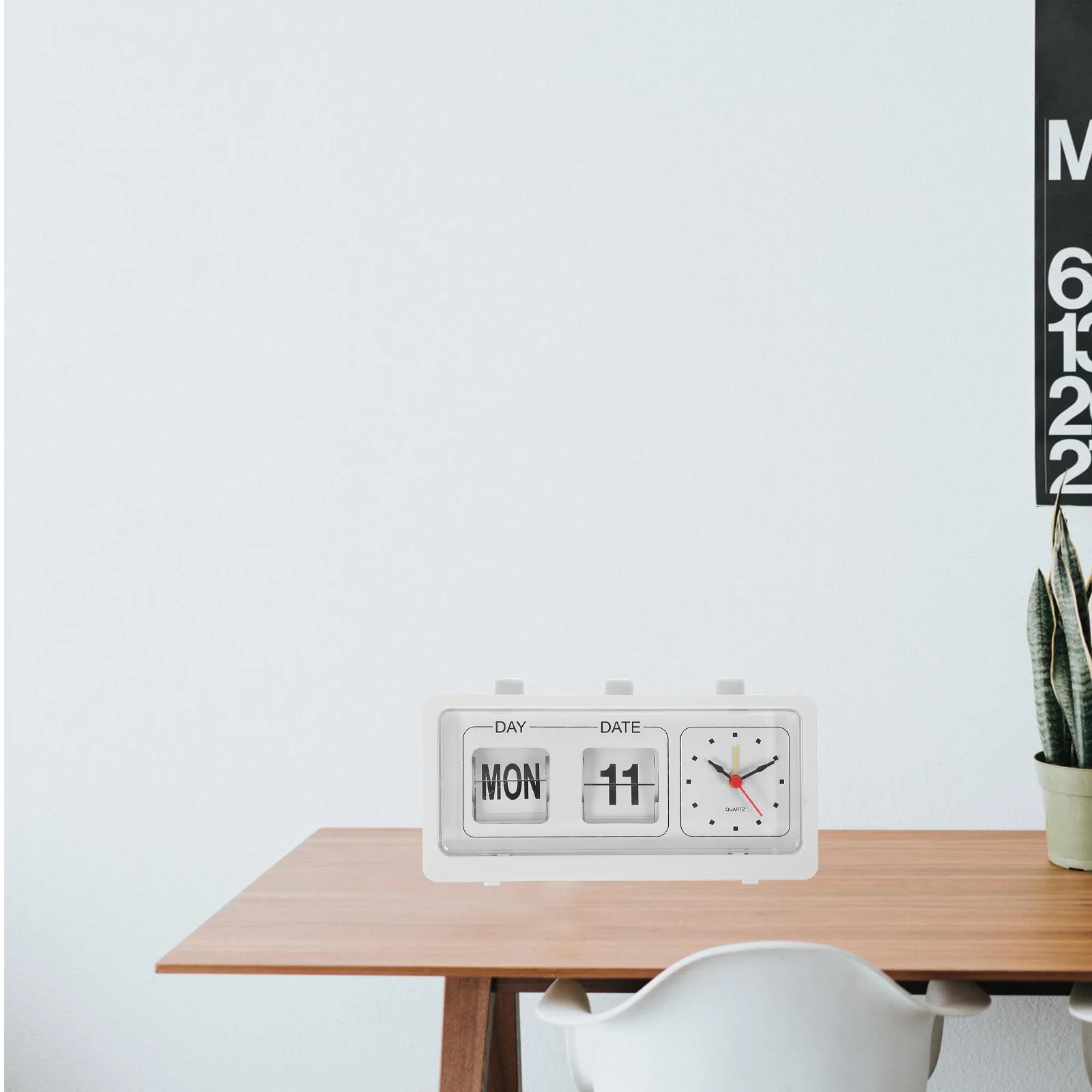 

Manual Control Calendar Clock White Simple Fashion Time Display for Home Use Date Week and Time Desk Alarm Clock