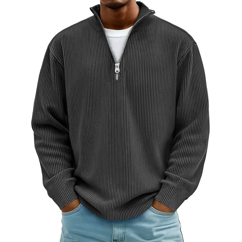 2026 Autumn Winter Half Zipper Sweatshir Men Solid Loose Casual Hoodie Stand Collar Long Sleeve Warm Sportswear Male Streetwear