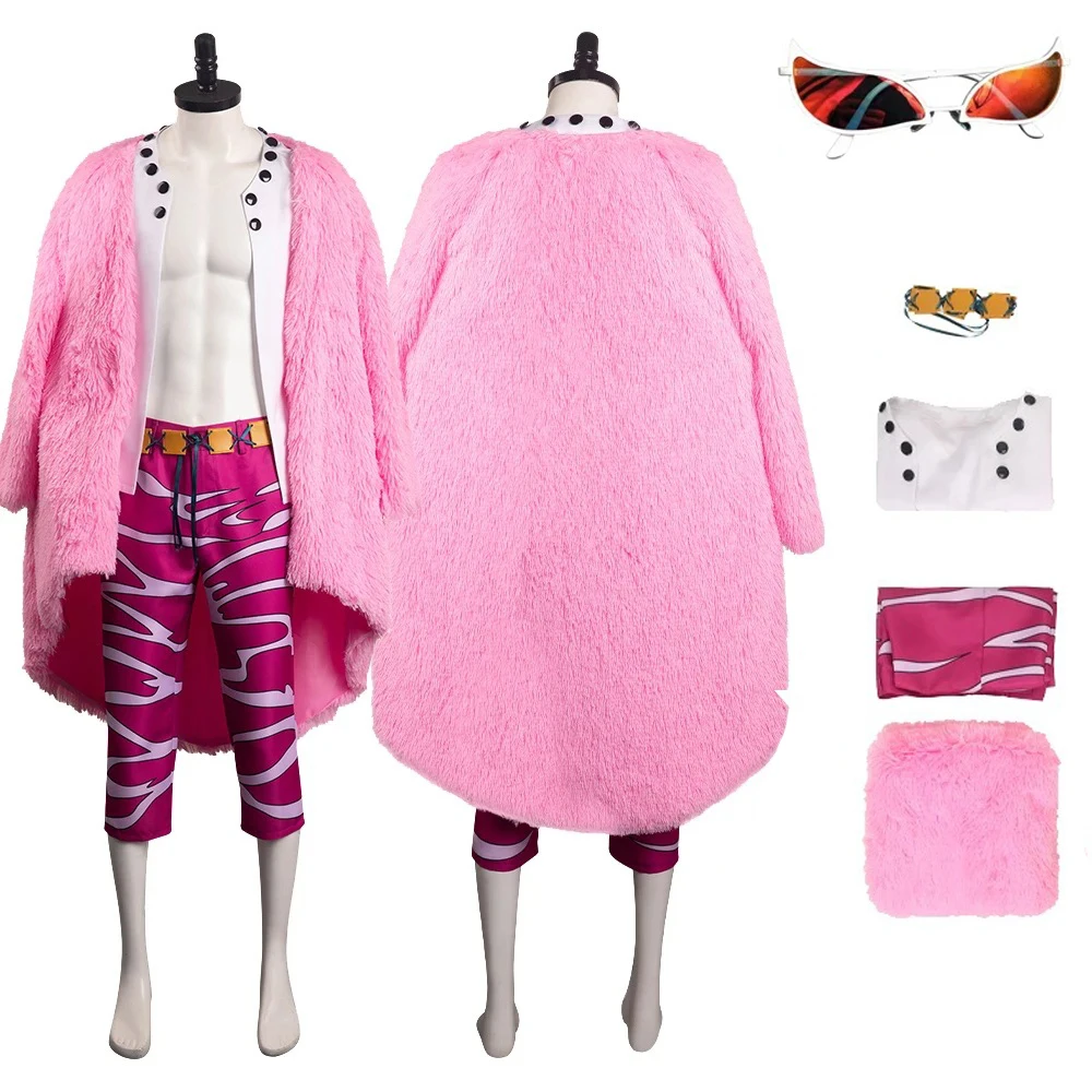 

Anime Duo Fran Mingge Cosplay Inspired Pink Furry Coat Cosplay Costume Set, Full Outfit for Halloween & Themed Parties