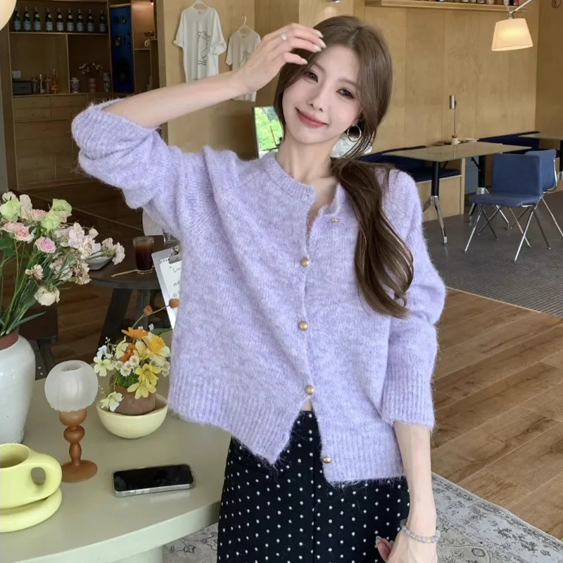 

Милые короткие кардиганы ярких цветов, корейские модные осенне-зимние женские свитера, свободные элегантные шикарные Sueter Mujer