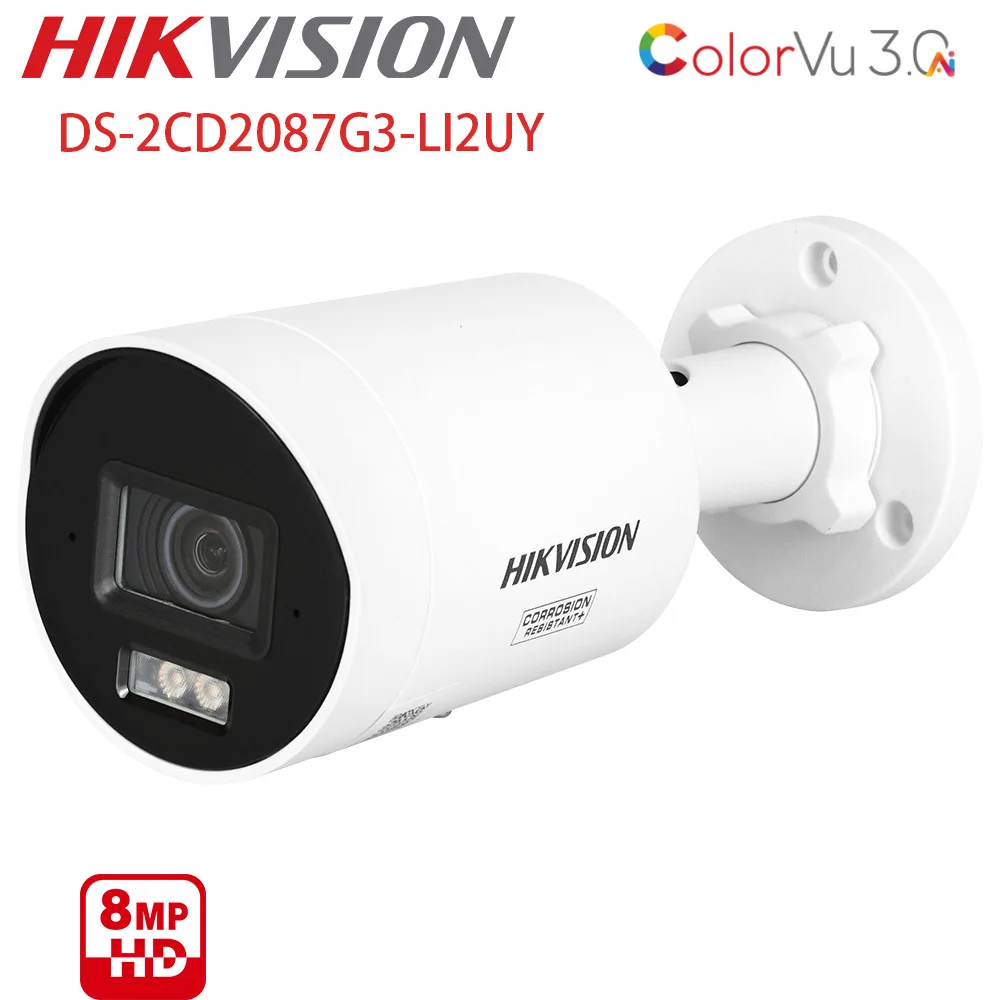 Hikvision DS-2CD2087G3-LI2UY 8MP 4K Smart Hybrid Light Bullet Camera PoE H.265+ Surveillance Video IP Camera Anti-Corrosion