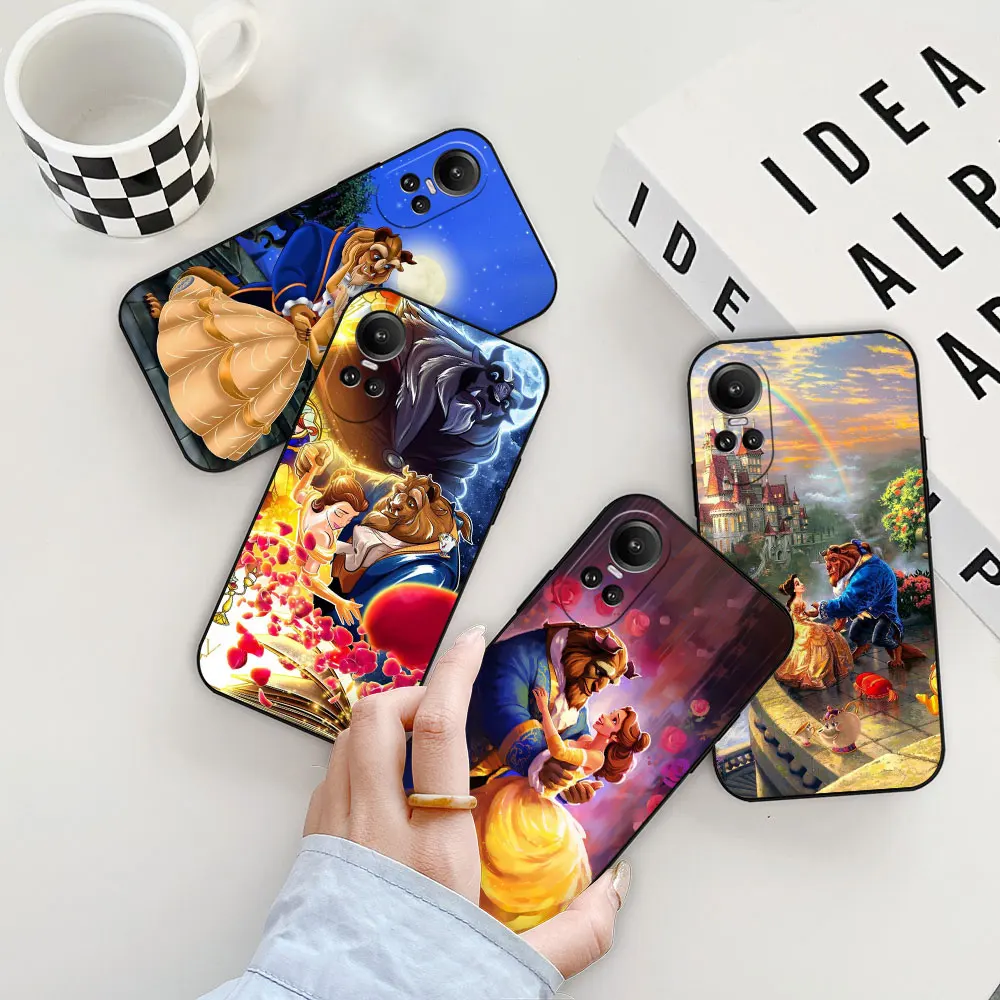 Disney Beauty And The Beast Phone Case For OPPO Reno 11 11F 10 8 8T 7 7Z 6 6Z 5 4 3 2F Z ACE Pro Plus 4G 5G Black Silicone Cover