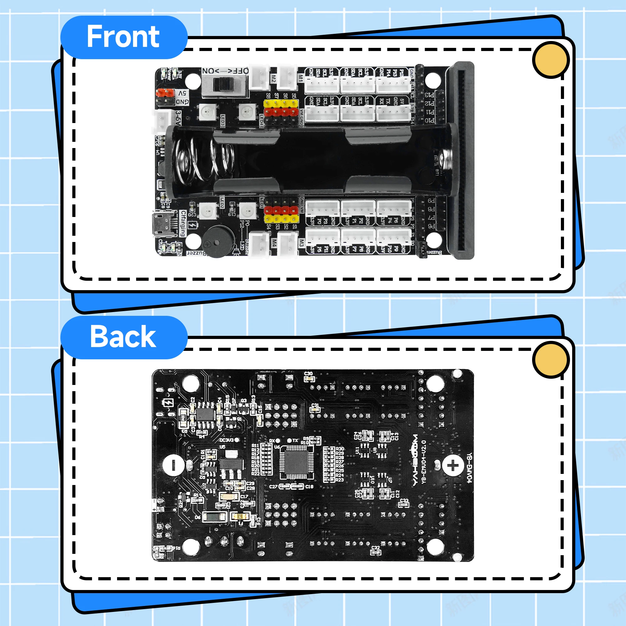 Yahboom Superbit Microbit Expansion Board Comes with IIC UART WIFI Sensor Interface and RGB Light for BBC Micro:bit V2 V1