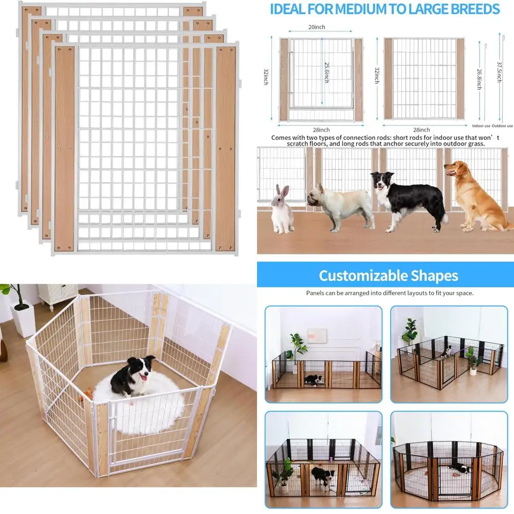 

Heavy Duty Foldable Dog Playpen for Medium and Small Dogs - Indoor Outdoor Pet Fence Enclosure, 32 Inch Height, Exercise Pen for