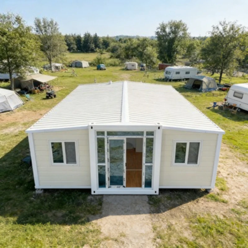 Movable Double Wing Expandable Container Room 20ft Folding House Quick Setup Prefab Customized Transport Wheels