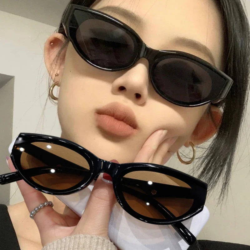 2024 Retro Style Small Oval Sunglasses Women Cat Eye Sunglasses Fashion Colorful Mirror Punk Sports Sun Glasses Eyewear Goggles