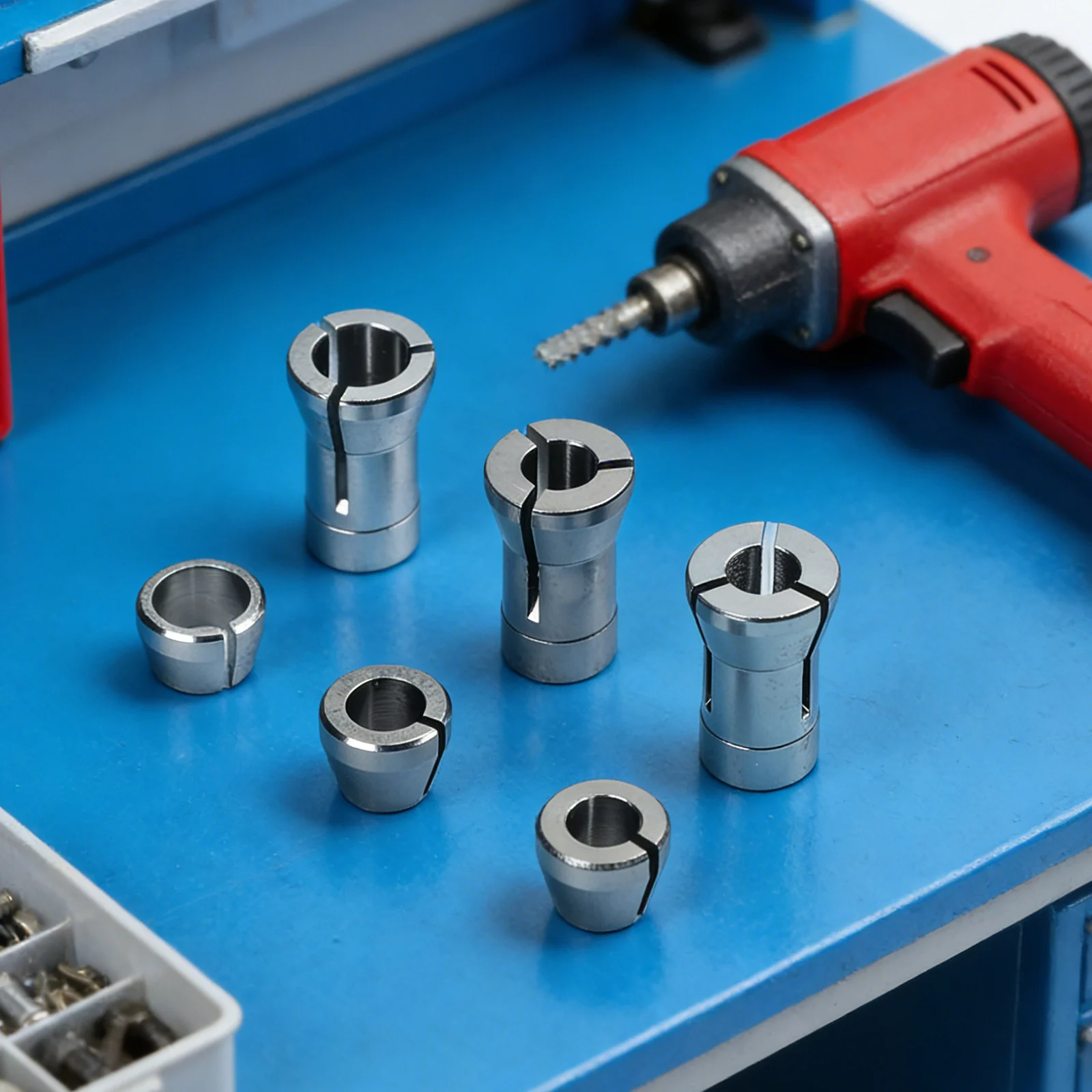 6pcs Trimmer Collet Adapter 6mm 1/4 8mm Router Bit Collet Chuck Clamping Adapter For Trimming Engraving Machines