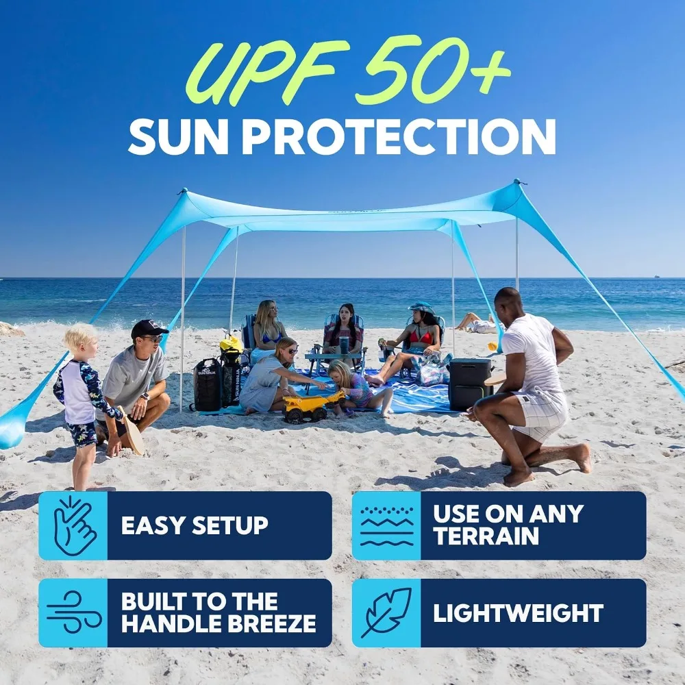 Beach Tent Sun Shelter Shade Canopy with UPF50 Protection