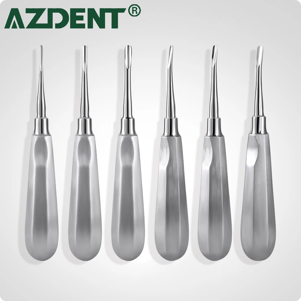 Azdent Dental Elevator Stainless Steel Dentist Tool Surgical Instrument Tooth Extraction Tool Straight Curved Teeth Elevator Lab