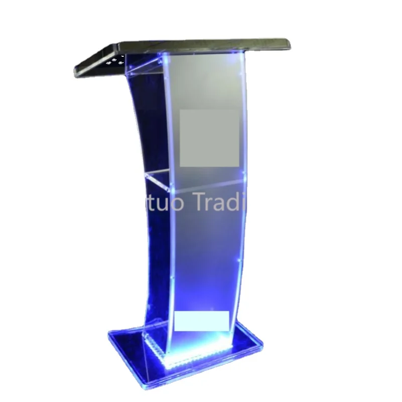 XY0002Crystal Speech Platform Plexiglass Colorful Lighting Welcome Reception Desk Square Conference Chair Taiwan Teaching Podium