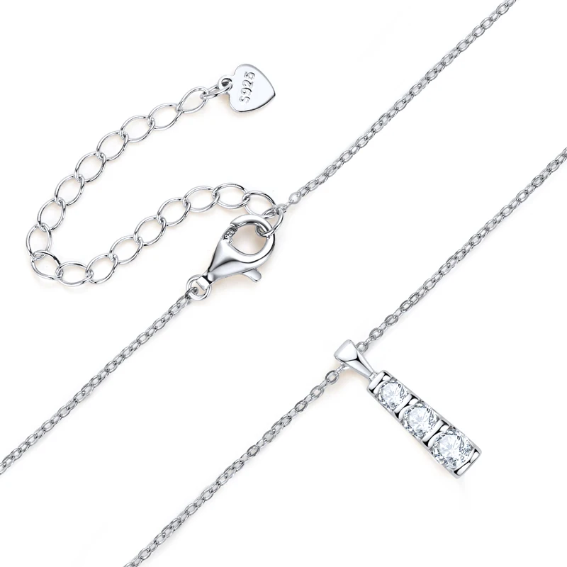 

AINUOSHI 925 Sterling Silver Necklace Round Cut Moissanite Graduated Three Stone Pendant Necklaces for Women Fashion Jewelry
