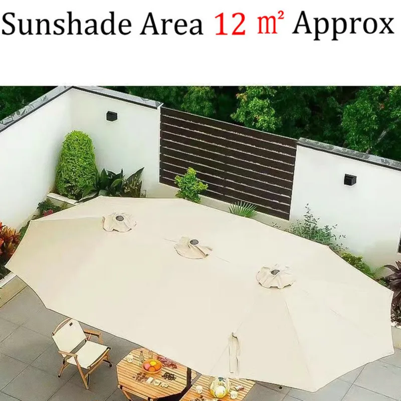 Parasol zewnętrzny Podwójny parasol Patio Parasolka przeciwsłoneczna Duży rozmiar Wodoodporny parasol z korbą Duży parasol bez podstawy