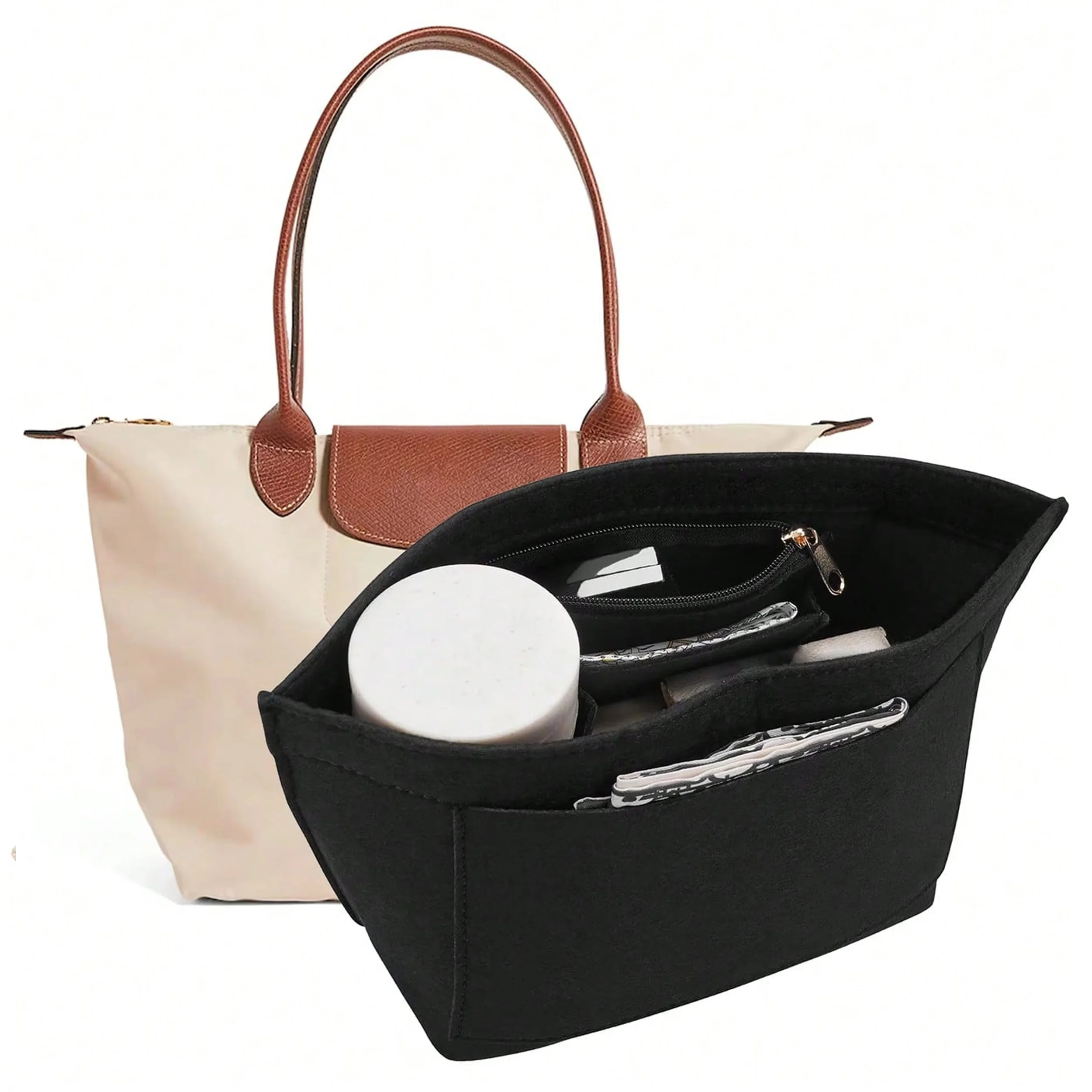 Felt Insert Bag For Longchamp Handbag Liner Bag Felt Cloth Makeup Bag Support Travel Portable Insert Purse Organizer, 4 Size
