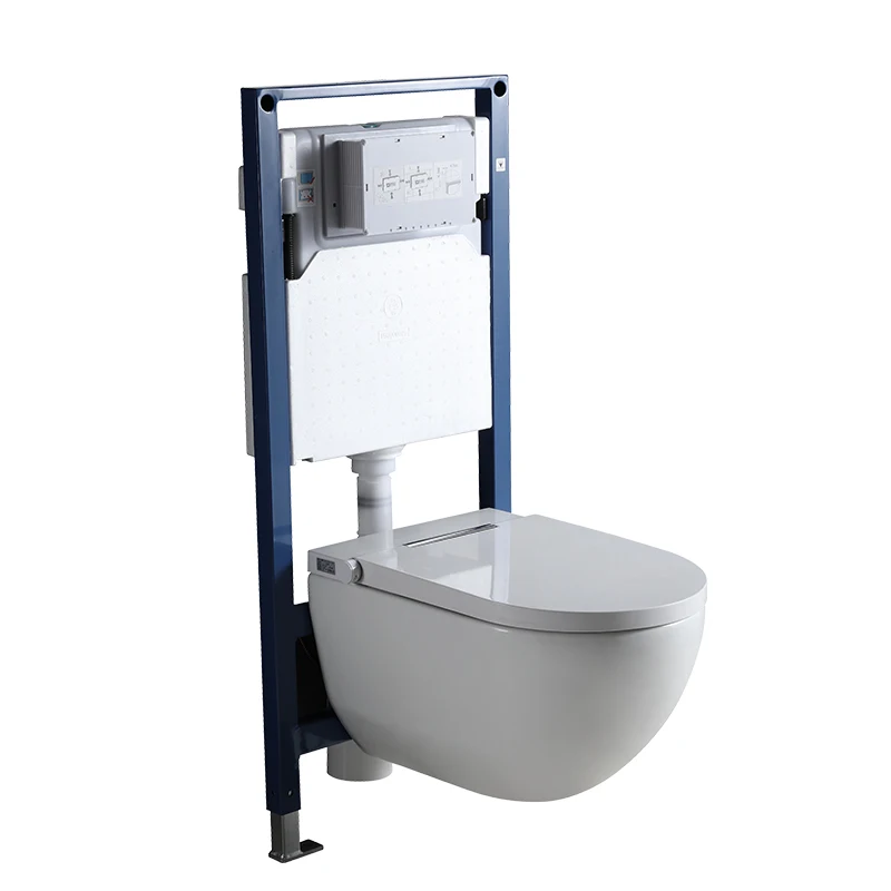 Remote Control Ceramic Rimless Wall-Mounted Hanging Toilet P-Trap Wall-Hung Smart Intelligent Toilet