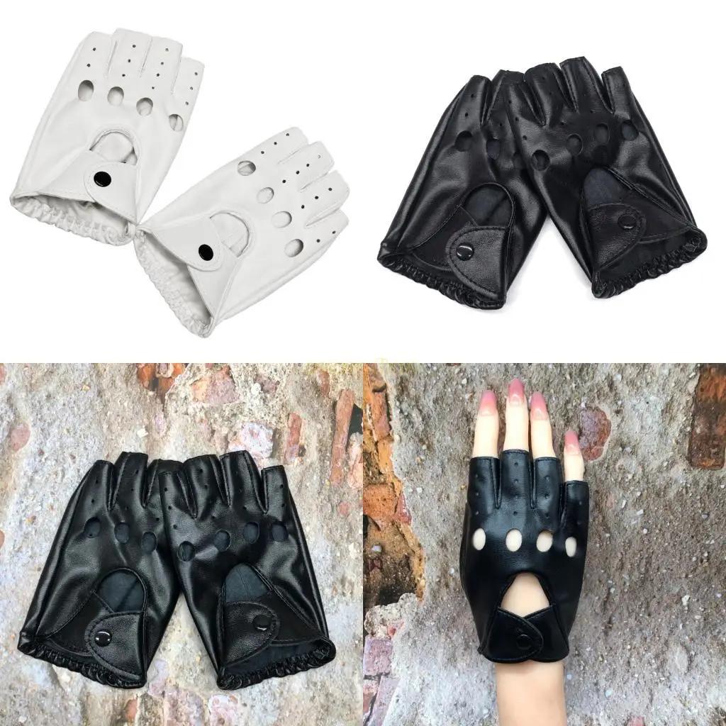 

31BF Модные женские перчатки с открытыми пальцами в стиле панк-рок с сетчатыми вставками для больших концертов, фото