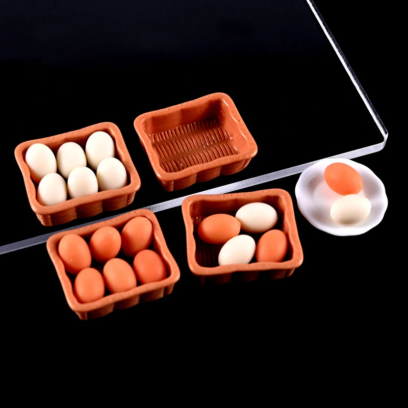 1/12 Dollhouse Simulation Egg Tray Model Dollhouse Mini Kitchen Decoration Dolls House Accessories Pretend Play Toys