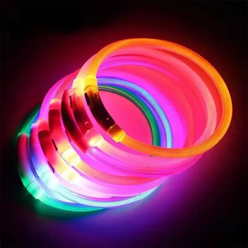 USB LED Dog Collar with Night Vision Luminous Charge Safety Glow Pet Accessory Featuring Flashing Modes for Loss Prevention