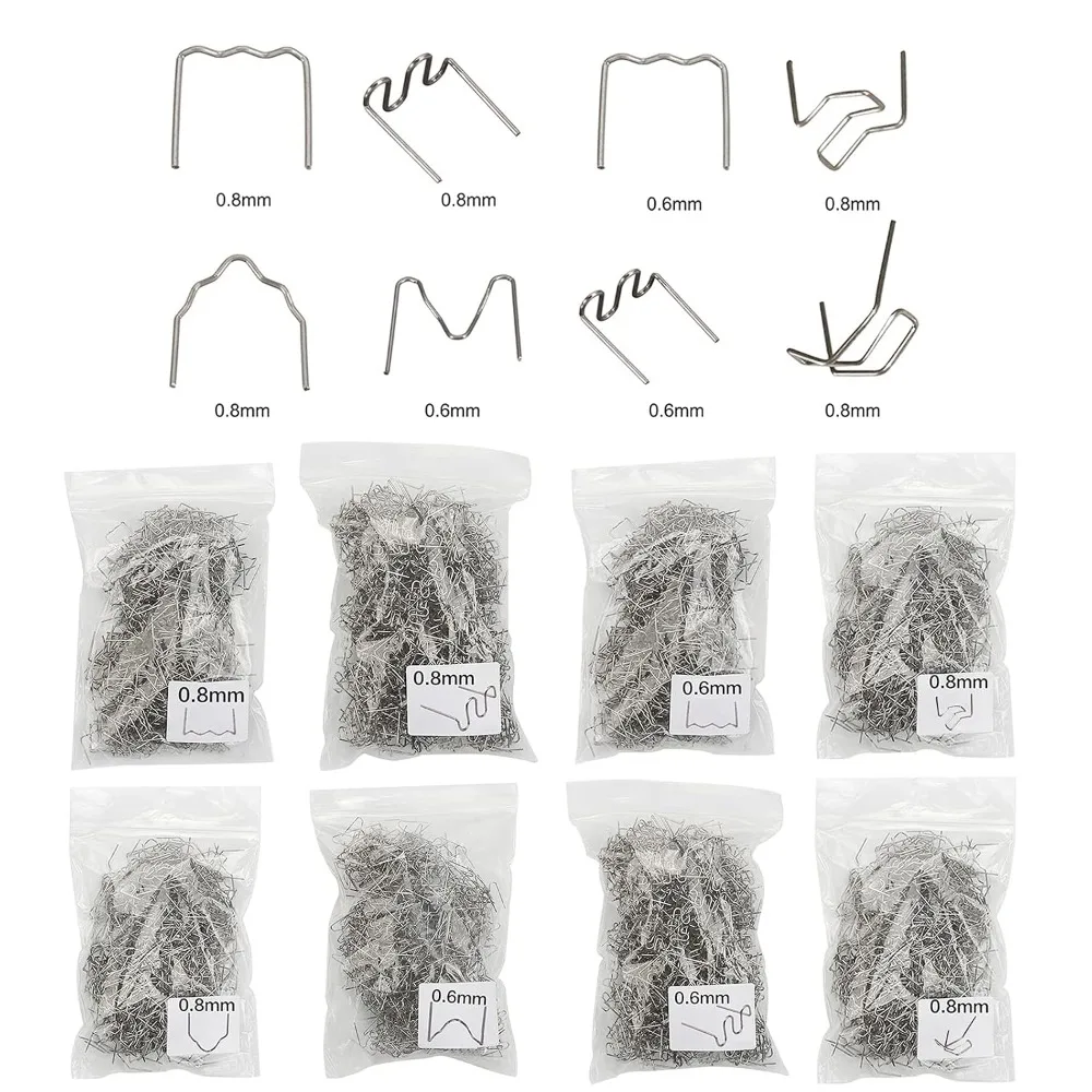 800pcs Precut Plastic Welding Staples 0.6mm-0.8mm Hot Wave Design Repair Welder Staples Flat Shape Hot Wave Flat Staples