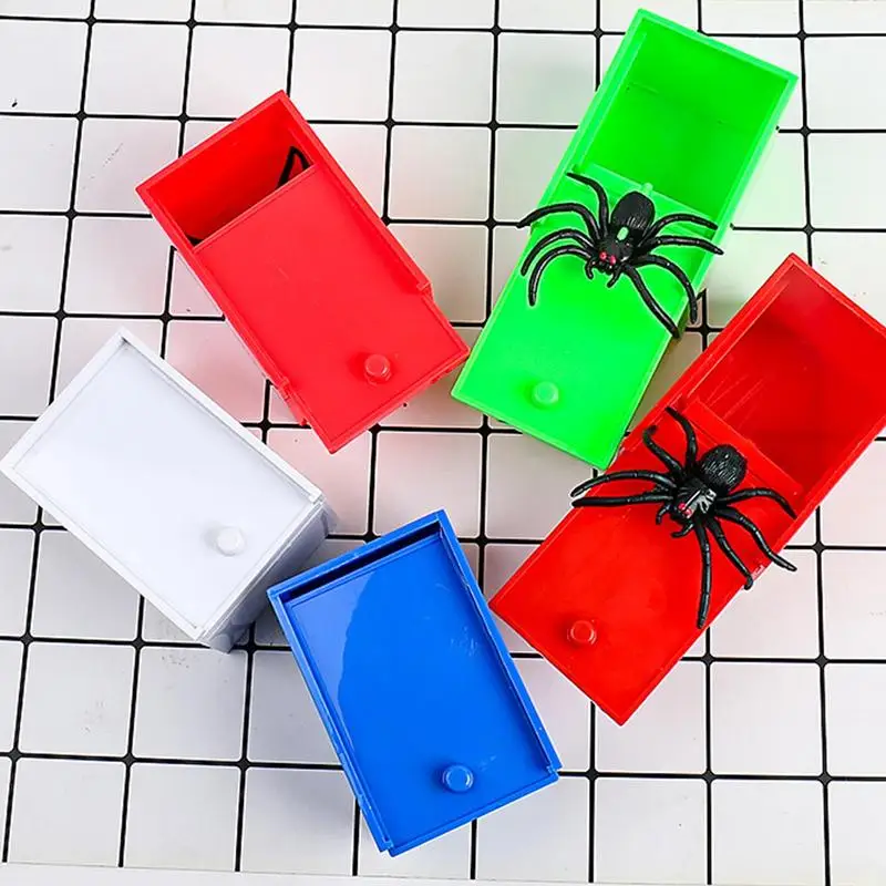 Spider In Box Prank Realistic Spider In A Box Trick Toys Set Of 5 Novelty Funny Scary Box Prank Spider Creative Tricky Joke Kids