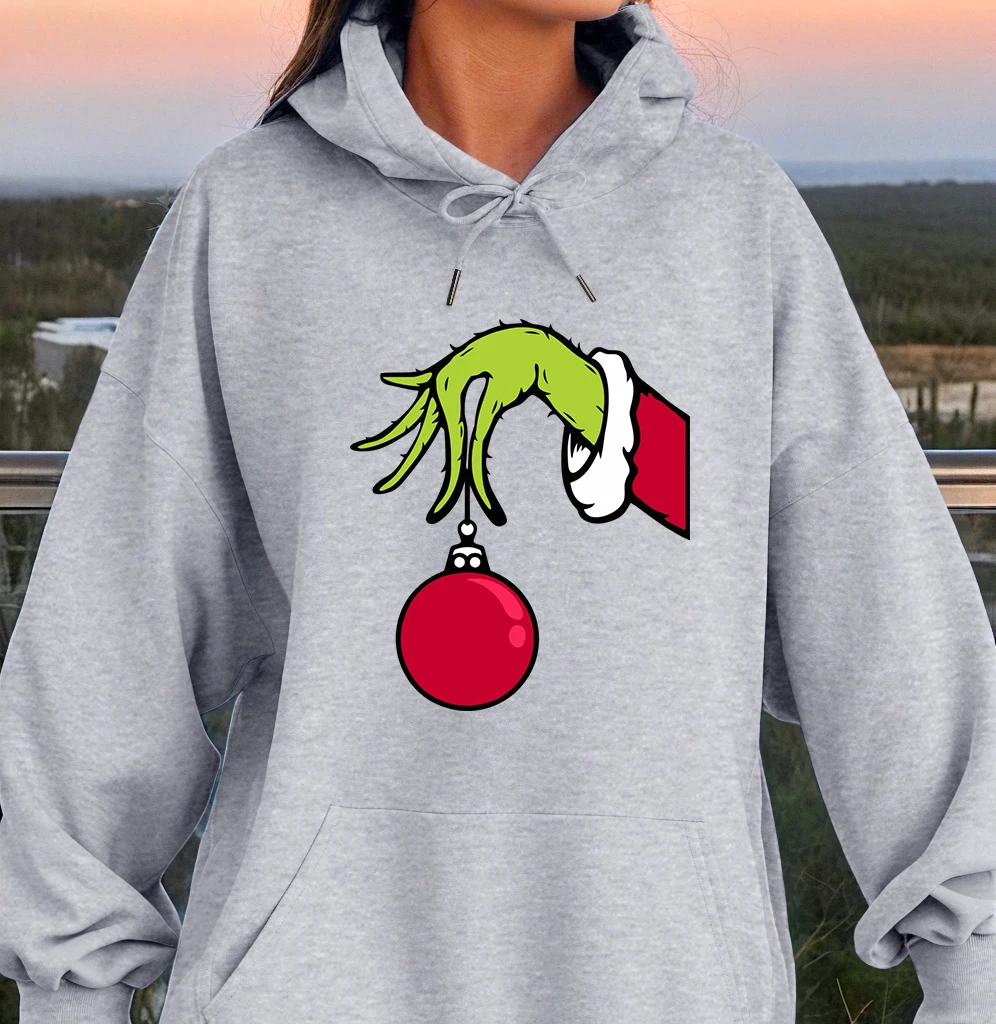 Green Haired Monsters Get Christmas Gifts Hoodie Woman Grinch Hoodies Warm Fleece Fur-Liner Women Hoody Casual Pullover