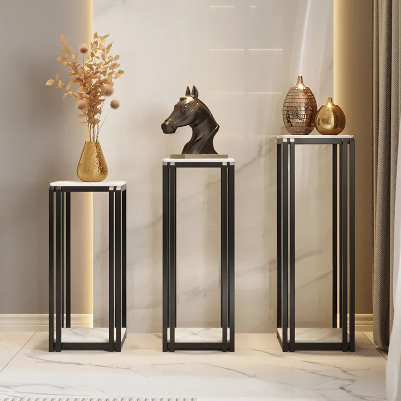 

Modern light luxury double-layer rock slab flower stand interior decoration ornament hotel living room