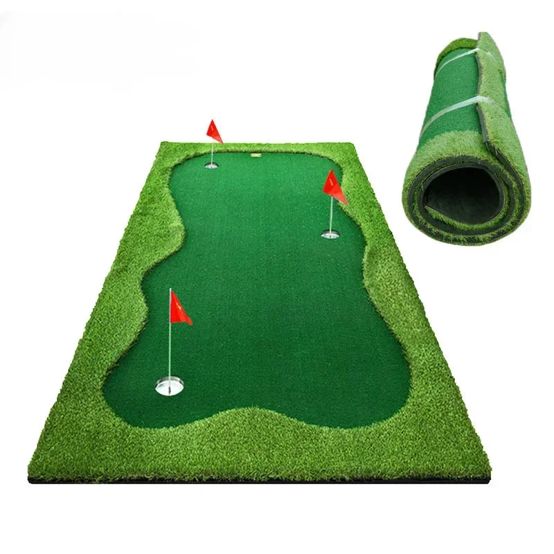 PGM 3홀 실내 골프 퍼팅 그린 100x300cm 실내외 훈련 퍼터 매트 연습용 퍼팅 그린 가정용 GL006