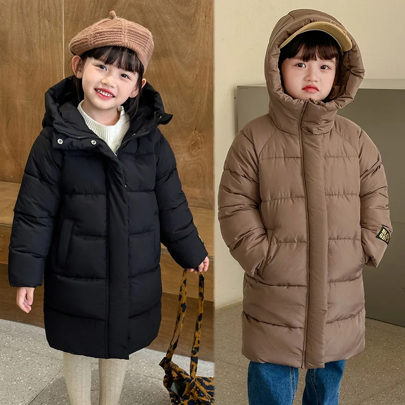 

Boys Girls Long Down Coats New Children Hooded Jackets New Kids Winter Warm Casual Parkas Teenager Thicken Windproof Outerwear