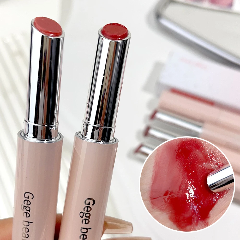 Mirror Jelly Solid Lip Gloss Lipstick Hydrating Clear Red Brown Moisturizing Lips Tint Nature Nude Korean Lip Makeup Cosmetics