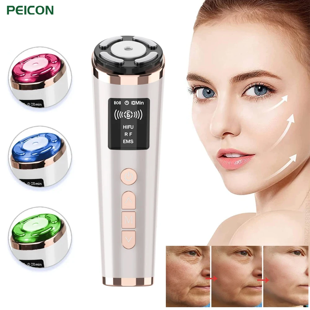 

Hifu Face Lifting Ultrasound Lifting Face Radio Frequency Skin Tightening EMS Microcurrents Skin Rejuvenation Massager Device