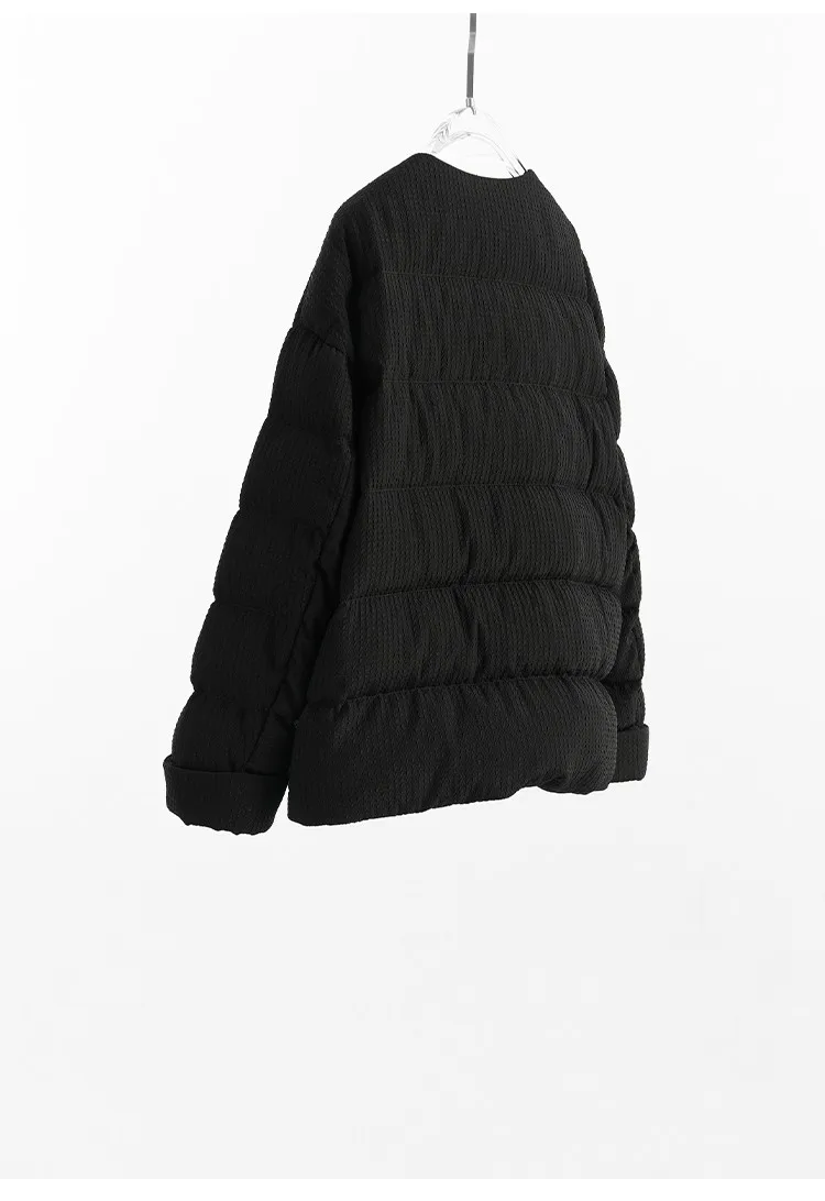 Women's New Chinese Style Goose Down Jacket with Button Detail, 2026 New Model, Made of Real Silk Guanle Crepe Fabric