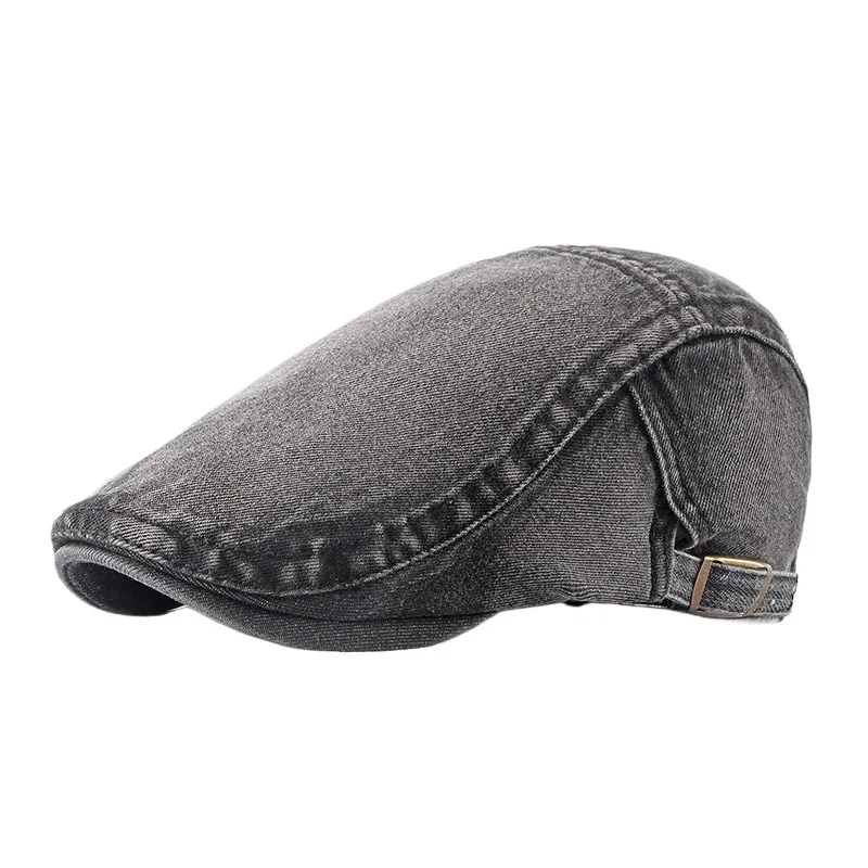 

Washed Denim Peaked Cap Men's Driver Cotton British Retro Beret Light Board Advance Hats Women's Universal