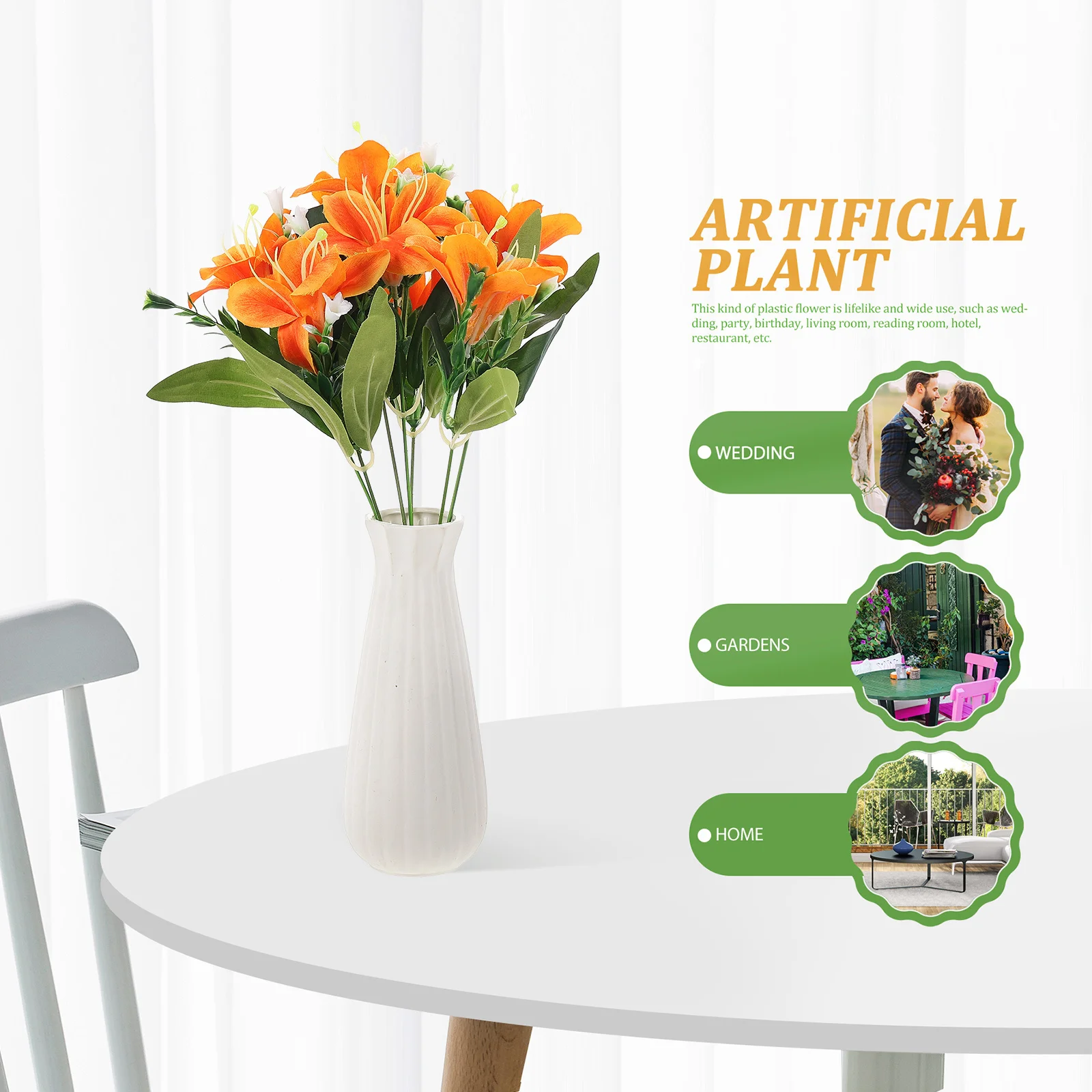 

Artificial Lily Flower Decorative Plastic Greenery Fake Flower for Wedding Party Decoration Lifelike Realistic Bouquet