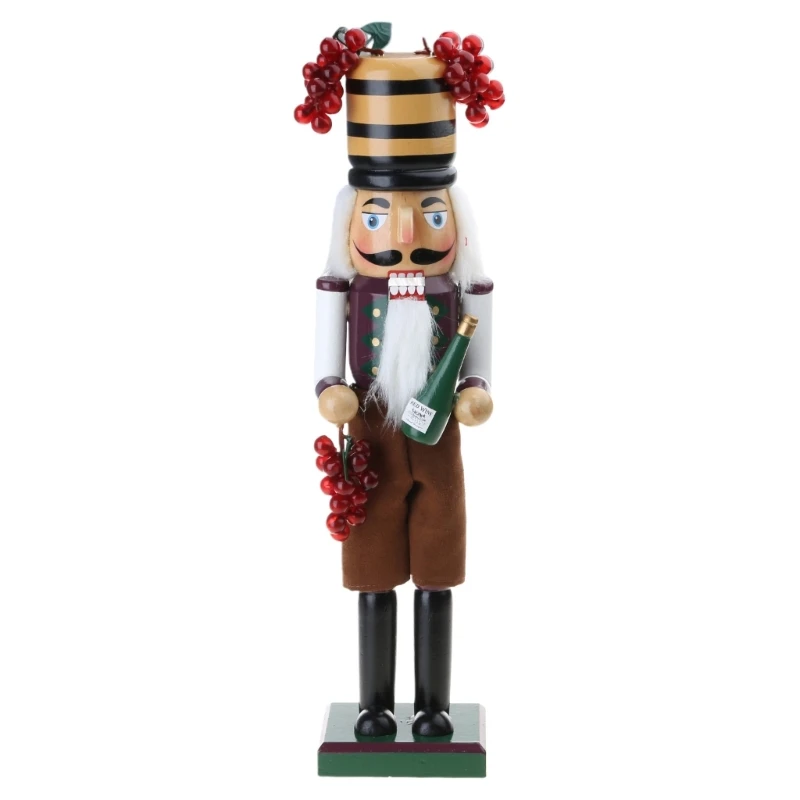 GJ Collectible Wood Nutcrackers Puppet Decoration Desktop Shelf Ornaments 38cm Handmade Festive Nutcrackers Puppets