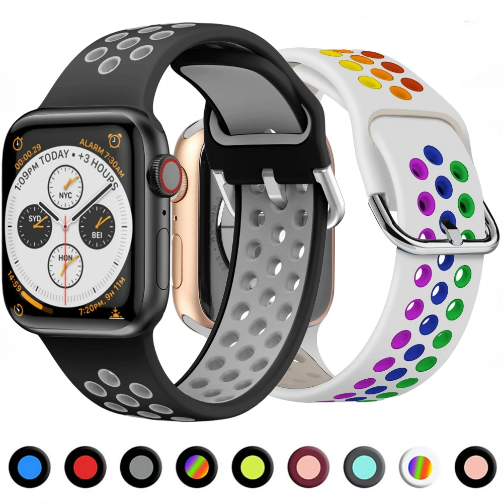 

Strap for Apple Watch Band 49mm 44mm 40mm 45mm 41mm 46mm 42mm 38mm 45 mm Silicone Bracelet iWatch Series Ultra 10 9 8 7 6 5 SE 3